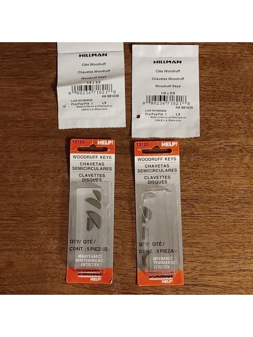 Woodruff Keys LOT of 4 Packages Hillman and Dorman HELP!